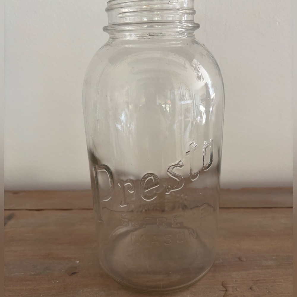 Vintage PRESTO SUPREME MASON Clear QUART Jar~RARE